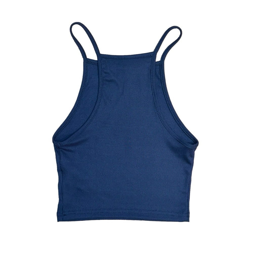 Ribbed Blue Halter Top